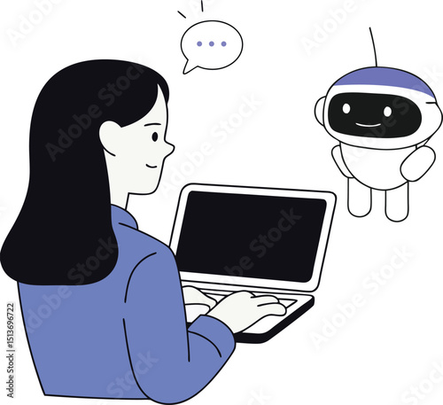 Woman Interacting with an AI Chatbot on Laptop