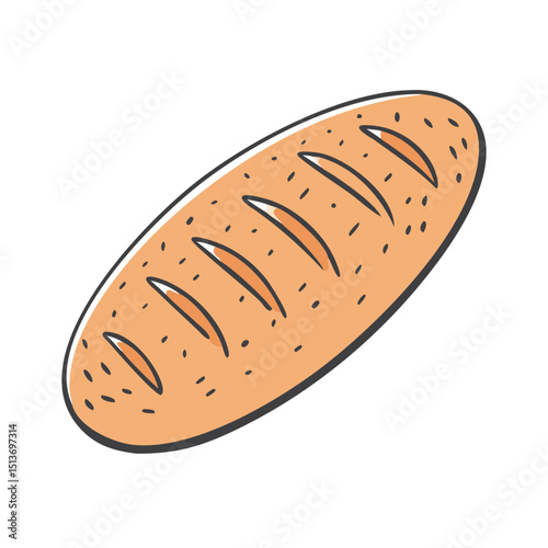 Simple vector design of a rustic rye loaf with natural imperfections