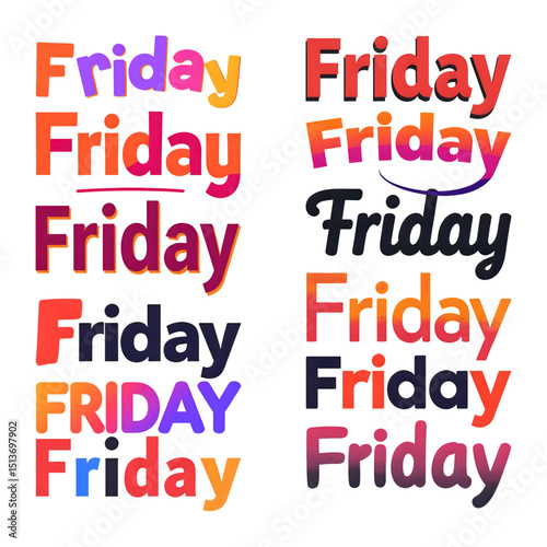 Set of Friday text effect 