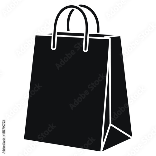 paper takeout bag, A black and white, simple icon of a shopping bag.