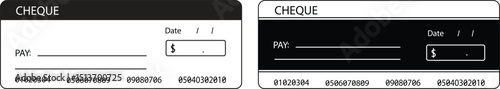 Bank cheque set, vector blank money check , checkbook template with guilloche pattern and fields. Currency payment coupon, money checks