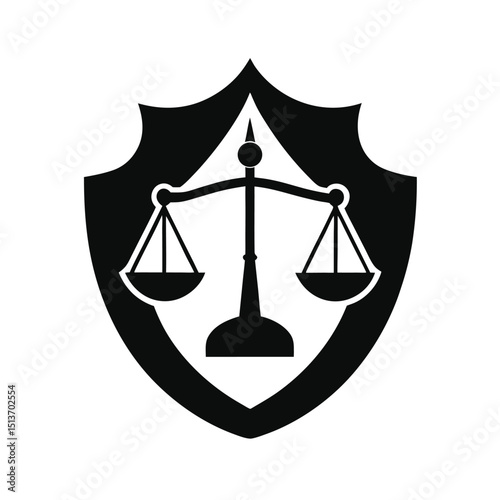 Law and justice symbol of scales inside a shield concept for legal professionals and law firms