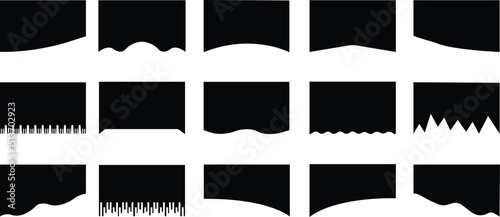 Website border collection, web page divider shapes set. Geometric and organic separator headers for graphic design template app, banner, page, poster, menu. Flat Vector illustration