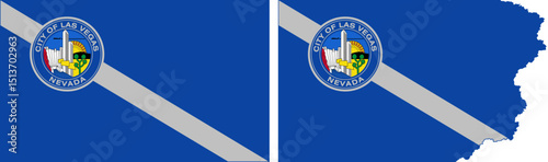 Las Vegas flags vector. Standard flag and with torn edges