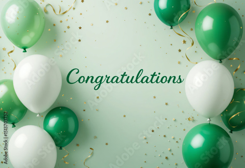 Festive Green and White Balloons with 