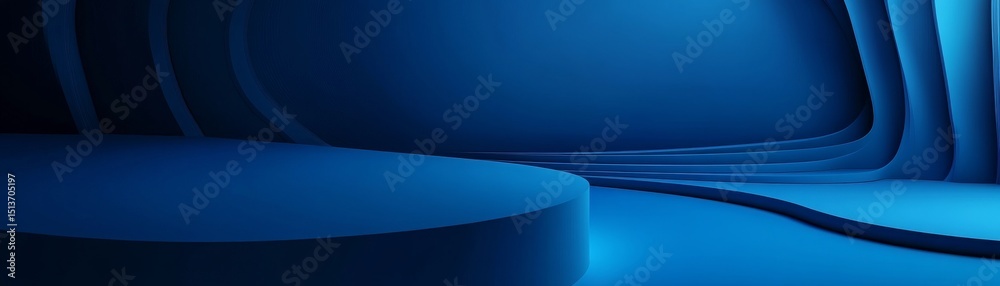 Obraz premium Abstract Blue 3D Render Curved Platform Background, 3D rendering, abstract background
