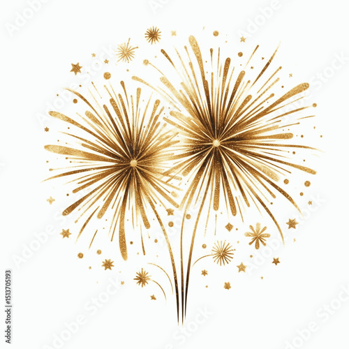 Ember Cascade firework gold isolated watercolor vector illustration svg