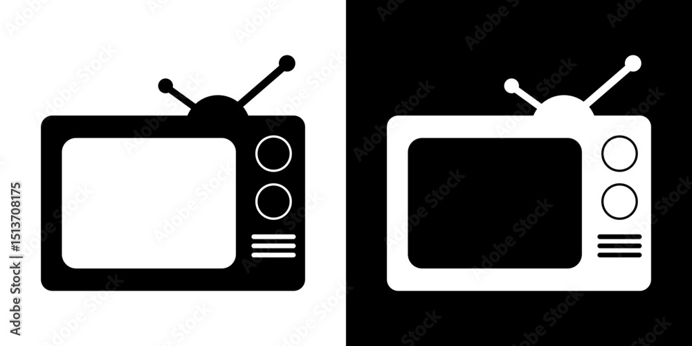 Antigua televisión en blanco y negro para sitio web, folleto y app.