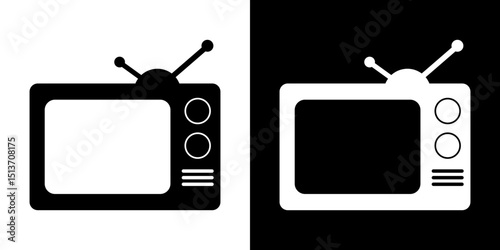 Antigua televisión en blanco y negro para sitio web, folleto y app.