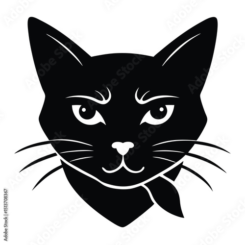 Cat Head with Bandana – A rebellious cat head with a red bandana around the forehead, street-style cool.
