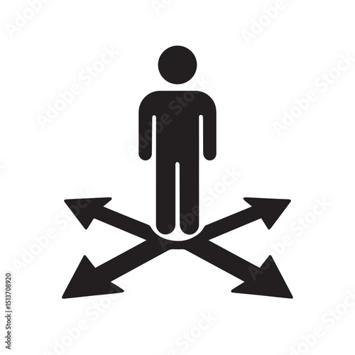imple Geometric Human Silhouette and Arrows – Conceptual Illustration of Flexibility and Choices