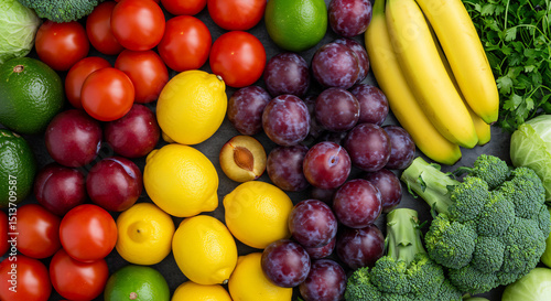 Vibrant Rainbow of Fresh Fruits and Vegetables A Colorful Bounty of Nature's Goodness