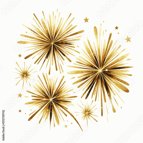 Aureate Whisper firework gold isolated watercolor vector illustration svg