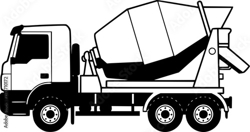 Cement Mixer Truck silhouette simple flat vector,Cement Mixer Truck icon
