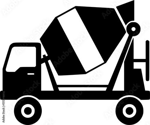 Cement Mixer Truck silhouette simple flat vector,Cement Mixer Truck icon
