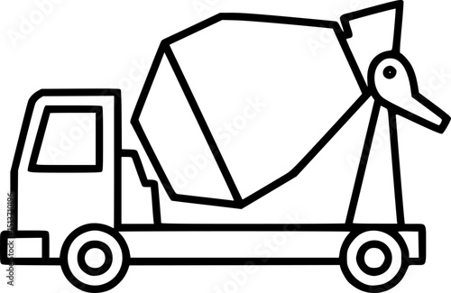 Cement Mixer Truck silhouette simple flat vector,Cement Mixer Truck icon
