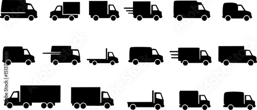 van, truck and lorry icon. simple flat design - vector. Transparent background PNG, cutout
