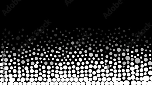 Abstract black and white halftone pattern with gradient circles  