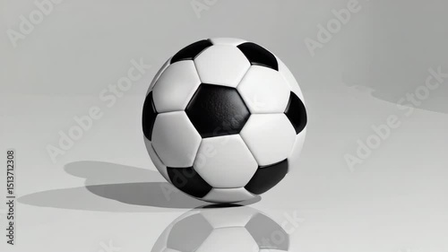 Soccer ball rolling on shiny surface in indoor setting during training session