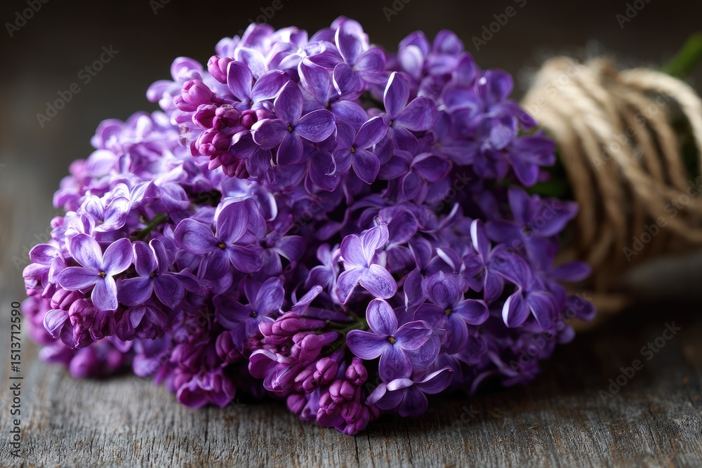 Obraz premium A bouquet of vibrant purple lilacs.