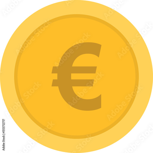 Gold Euro Coin Icon Isolated on White Background