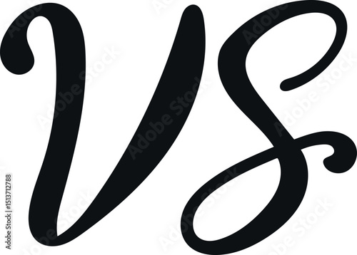 This striking features the letters "VS" in a bold, hand-lettered style, perfect for showcasing comparisons, competitions, or contrasts.