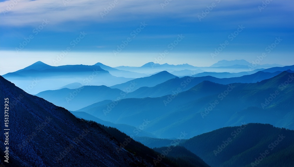 Fototapeta premium blue haze over a mountain range adding a mystical and ethereal atmosphere to the landscape