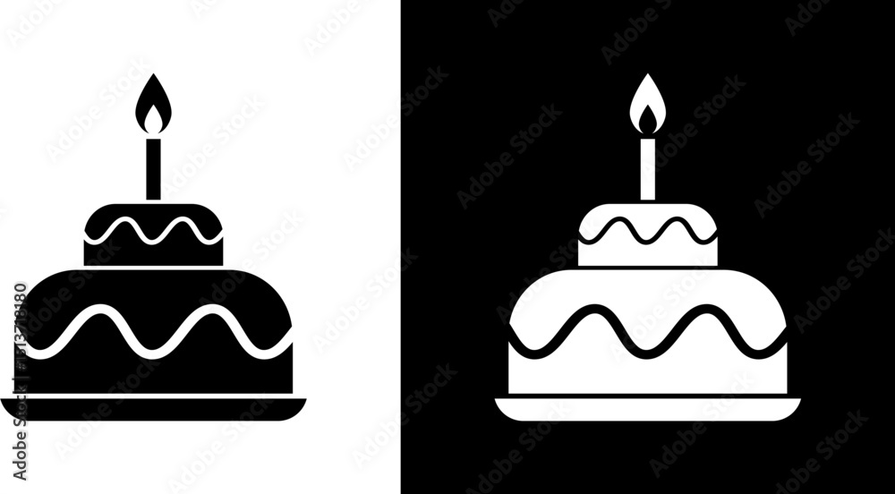 Torta de cumpleaños en blanco y negro