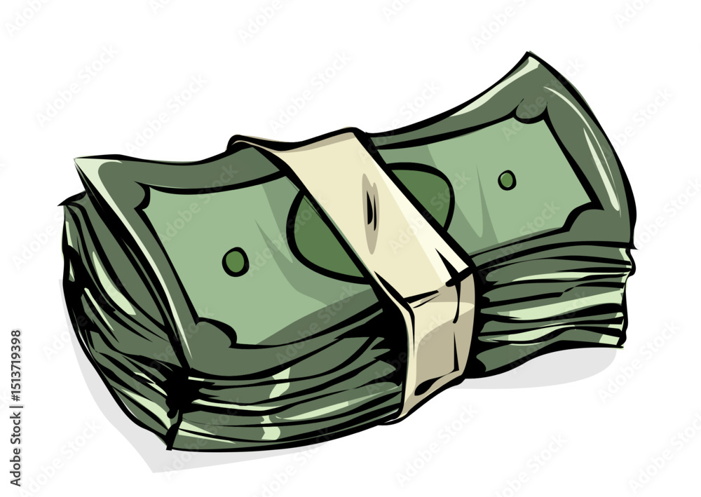 Illustration of a wad of bills