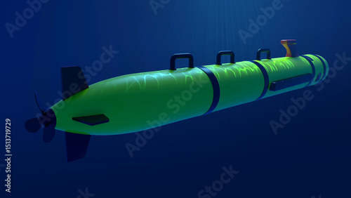 Cuadro en lienzo 3D Unmanned Underwater Autonomous Drone Submarine