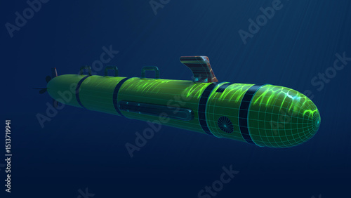 Φωτογραφία 3D Unmanned Underwater Autonomous Drone Submarine