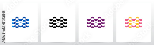 Wavy Horizontal Stripes Letter Initial Logo Design H