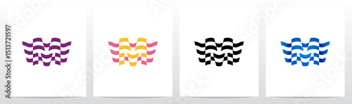 Wavy Horizontal Stripes Letter Initial Logo Design M