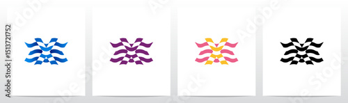 Wavy Horizontal Stripes Letter Initial Logo Design X