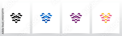 Wavy Horizontal Stripes Letter Initial Logo Design Y