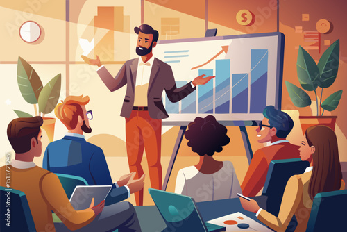 Corporate Business Presentation with Diverse Team and Growth Chart