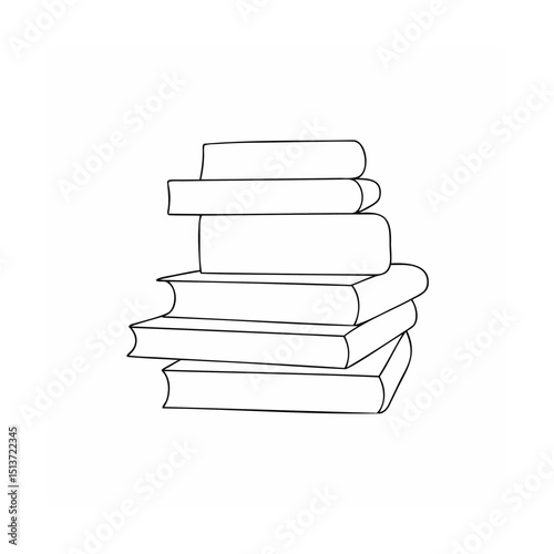 Simple outline illustration of a stacked pile of books on a clean white background
