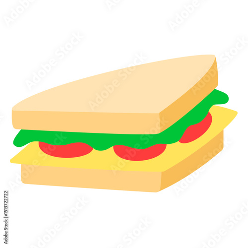 Cheese sandwich flat icon. Sandwich vector illustration.