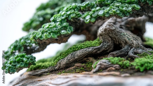 Close-up of jade bonsai leaves glowing softly, symbolizing wealth and peace