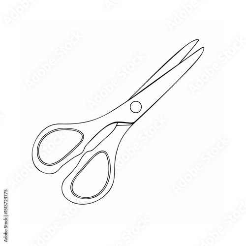 Simple black and white illustration of scissors isolated on a white background