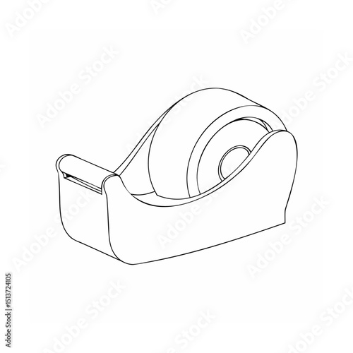 Simple black and white illustration of a tape dispenser for office or school projects
