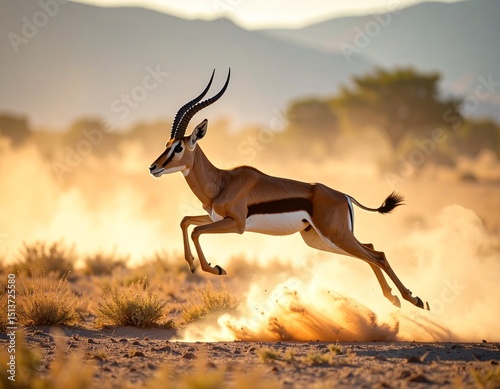 Gazelle Leaping Across African Grasslands