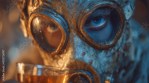 Toxic pollutants inside the human body and eating pollutants as an open mouth ingesting industrial toxins with 3D illustration elements.