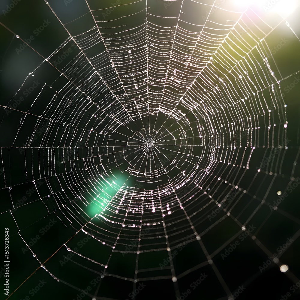 Fototapeta premium spider web with dew drops