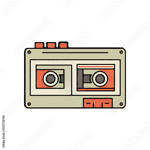 Retro Cassette Tape Player Vintage Audio Illustration