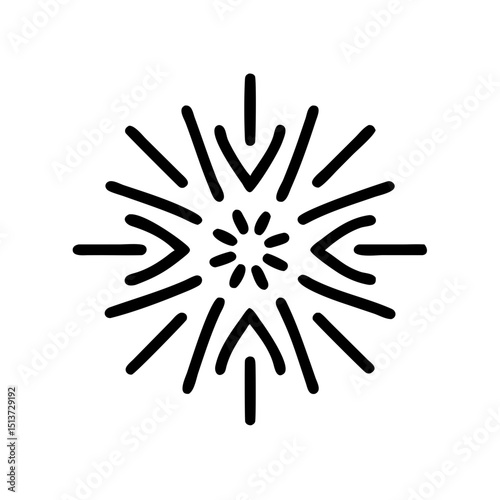 Layered petals in radial vibrant burst icon on transparent background for web and graphic design