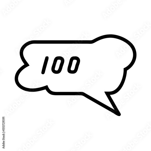 Long comic callout bubble icon on transparent background for web and graphic design