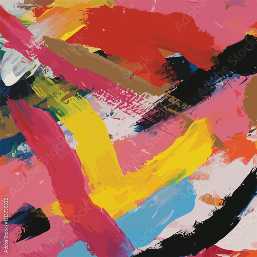 Abstract Colorful Strokes Vibrant Impasto Painting