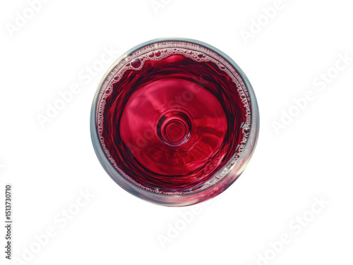 A glass of red wine is sitting on a white background