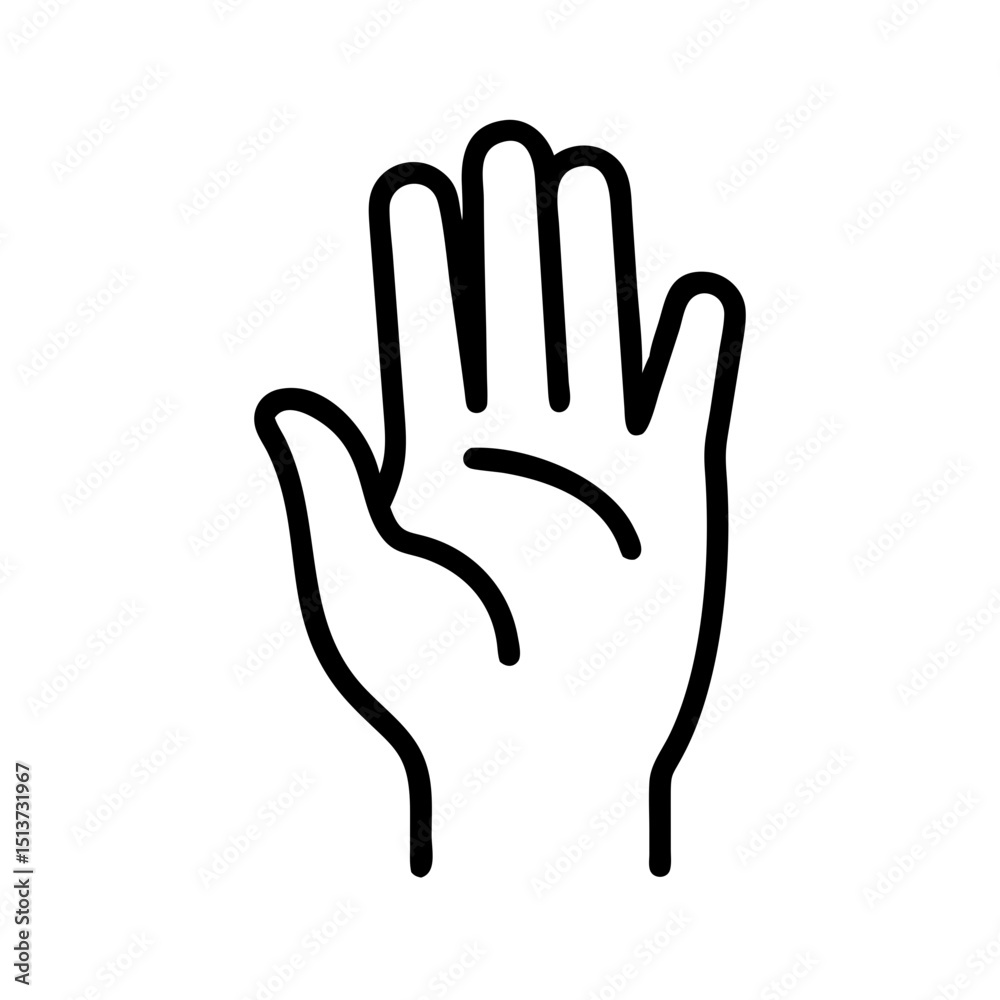 Obraz premium Raised hand with relaxed fingers icon on transparent background for web and graphic design